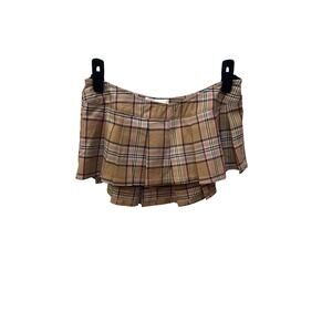 Dolls Kill New Pink Plaid Brown Pink Micro Mini Skort SMALL